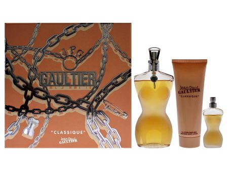 Classique by Jean Paul Gaultier for Women - 3 Pc Gift Set 3.4 oz EDT Spray, 0.2oz EDT Spray, 2.5oz Perfumed Body Lotion Online Hot Sale