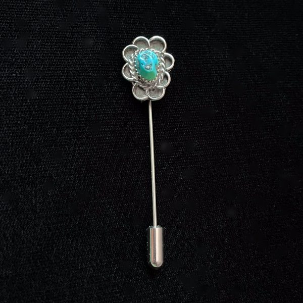 Vintage Silver Turquoise Southwestern Stick Pin Brooch Hat Pin Supply