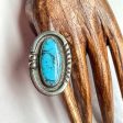 Vintage Silver Turquoise Native American Ring, Signed SS Size 11 Fashion