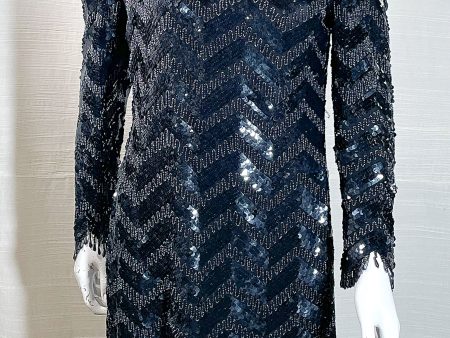 Vintage Black & Blue Beaded Sequin Mini Dress S M Online