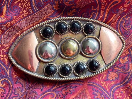 Vintage Brutalist Modernist Abstract Belt Buckle, Unworn Deadstock Made in India Discount