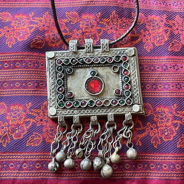 Vintage Afghani Silver Tone Pendant Necklace Discount