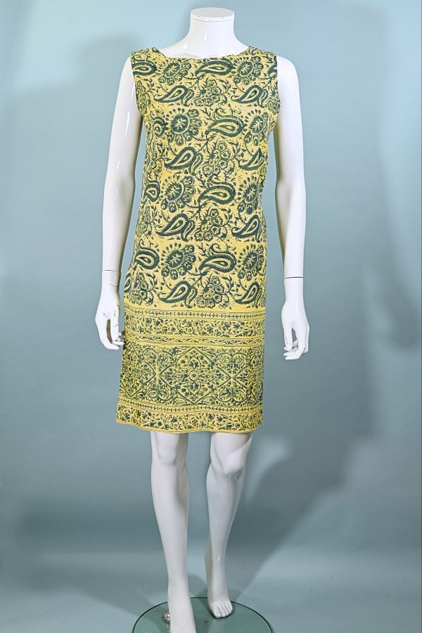 VTG 60s Indian Block Print Mini Dress, Hippie Dress from Western Costume XS S For Sale