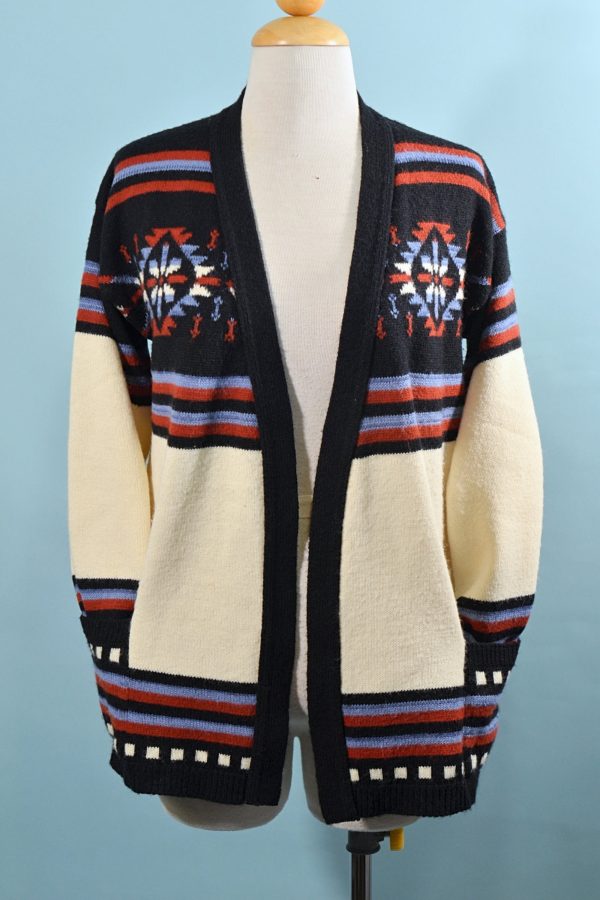 Vintage 70s Southwestern Cardigan, Indian Blanket Pattern Sweater M Online Hot Sale