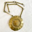 Vintage Brass Handmade Modernist Necklace, Boho Hippie Pendant Necklace Online Sale