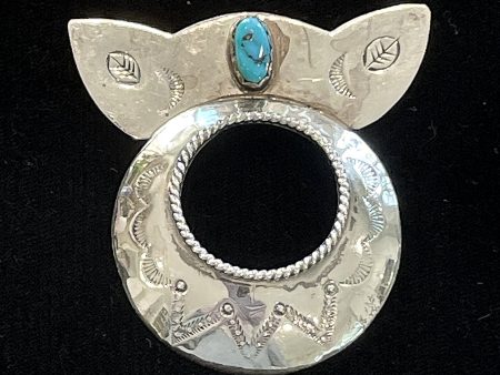 W Chee Navajo Sterling Silver Turquoise Brooch 12 Grams Discount