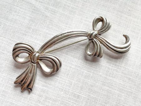 Vintage Los Castillo Sterling Brooch, Taxco Mexico Bow Pin #665 Online now