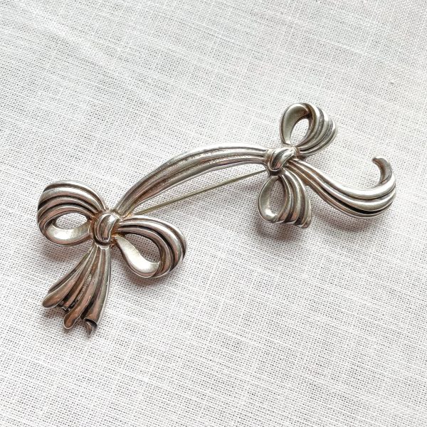 Vintage Los Castillo Sterling Brooch, Taxco Mexico Bow Pin #665 Online now