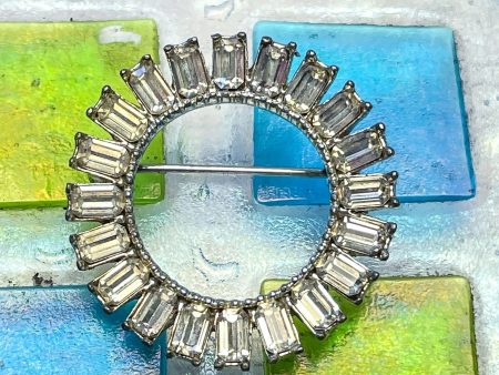 Vintage MCM Rhinestone Circle Brooch Sale