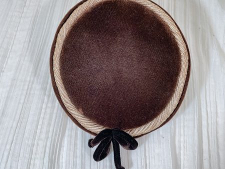 Vintage 50s Brown Velvet Hat w Trim & Bow S Online