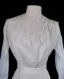 Antique 1900 s Edwardian White Cotton Lace Victorian Lawn Dress, Vintage Wedding Dress XS For Discount