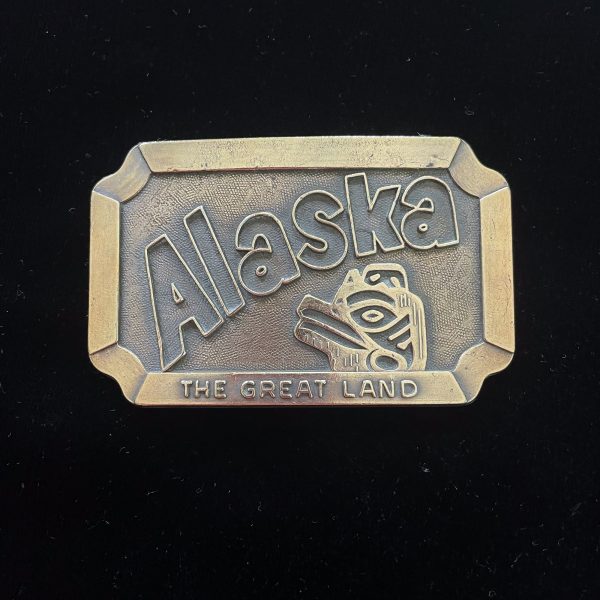 Vintage Alaska Brass Belt Buckle, The Great Land Discount