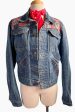 Vintage 70s Wrangler Embroidered Genuine Patchwork Denim Jacket, OOAK Hippie Jacket SZ 36 Online now