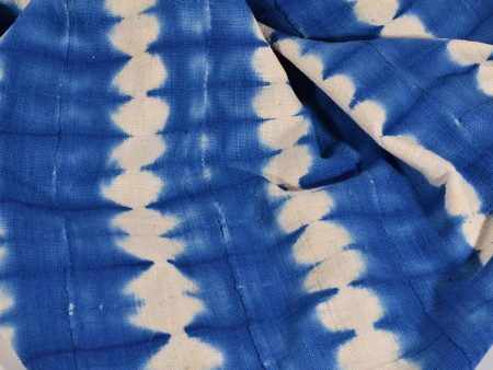 Vintage Blue + White, Tie Dyed Decorative Textile, Mali Mud Cloth Textile,  43  x 70  Supply