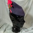 Vintage 40s Navy Wool Felt + Red Feather Tilt Hat S Hot on Sale