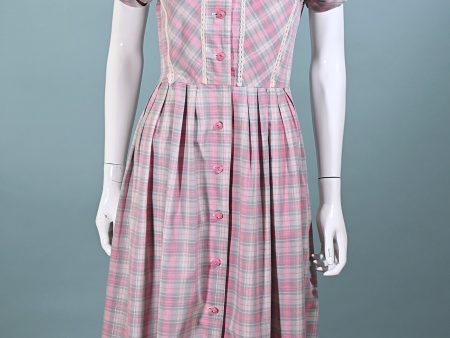 Vintage 50s Pink Grey Silver Cottagecore Dress, 26  Waist Online