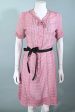 Vintage 40s Pink Sheer Print Dress Pearl Buttons, 27 In Waist For Cheap