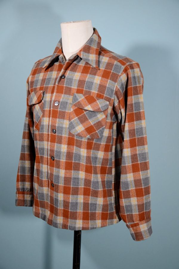 Vintage 60s Pendleton Wool Plaid Board Shirt Size M Hot on Sale