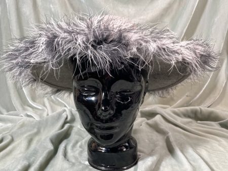 Unworn Vintage 60s Wool Ostrich Feather Hat, Grey Hat w Original Tag For Discount