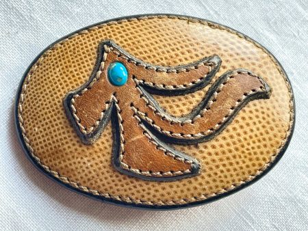 Vintage Handmade Leather Belt Buckle, Unworn Southwestern Buckle For Cheap