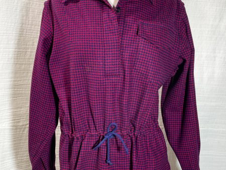 Vintage Jantzen Winter Sports, Wool Red Blue Houndstooth Check Top M Fashion