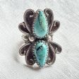 Native American Southwestern Statement Ring, Sterling Teardrop Turquoise Stones Discount