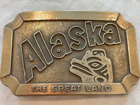 Vintage Alaska Brass Belt Buckle, The Great Land Discount