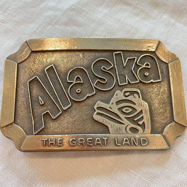 Vintage Alaska Brass Belt Buckle, The Great Land Discount