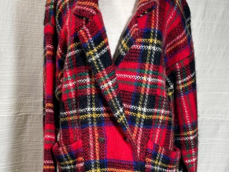 Vintage 80s I B Diffusion Plaid Sweater Jacket, Oversized Relaxed Fit Wool Mohair S Fashion