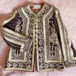 Vintage Brown Velvet Afghan Velvet Gold Trim Jacket, XXS P For Cheap