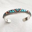 R L Yuselew Zuni Sterling Silver Cuff Bracelet, Onyx Coral Turquoise Bracelet 23.8 G Online Sale