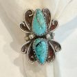 Native American Southwestern Statement Ring, Sterling Teardrop Turquoise Stones Discount