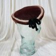 Vintage 50s Brown Velvet Hat w Trim & Bow S Online