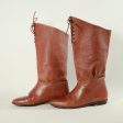 Vintage 80s Caramel Leather Lace Up Pull on Boots 9 West 6M For Cheap