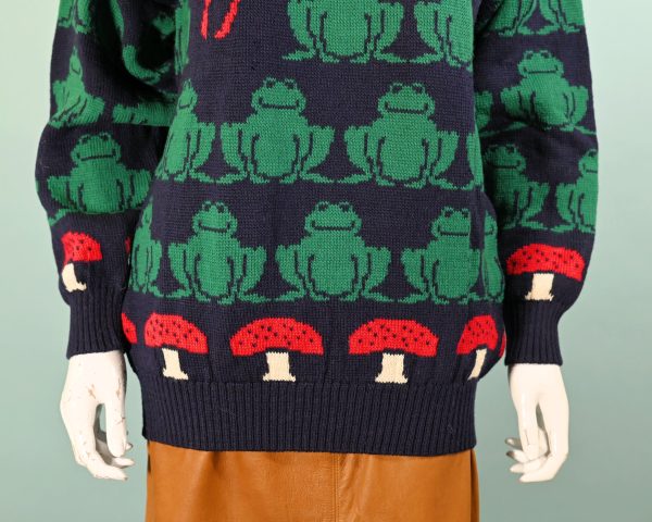 NOS Vintage Wool Pullover Sweater Frogs Mushrooms, James Pringle Scottish Fashions, Unworn w Original Tags Cheap