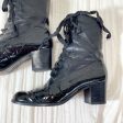 SOLD Vintage Kenneth Cole Black Leather Patent Leather Lace Up Granny Boots 8 1 2 Online Sale