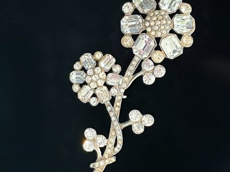 Vintage 40s Rhinestone Flower Statement Brooch Cheap