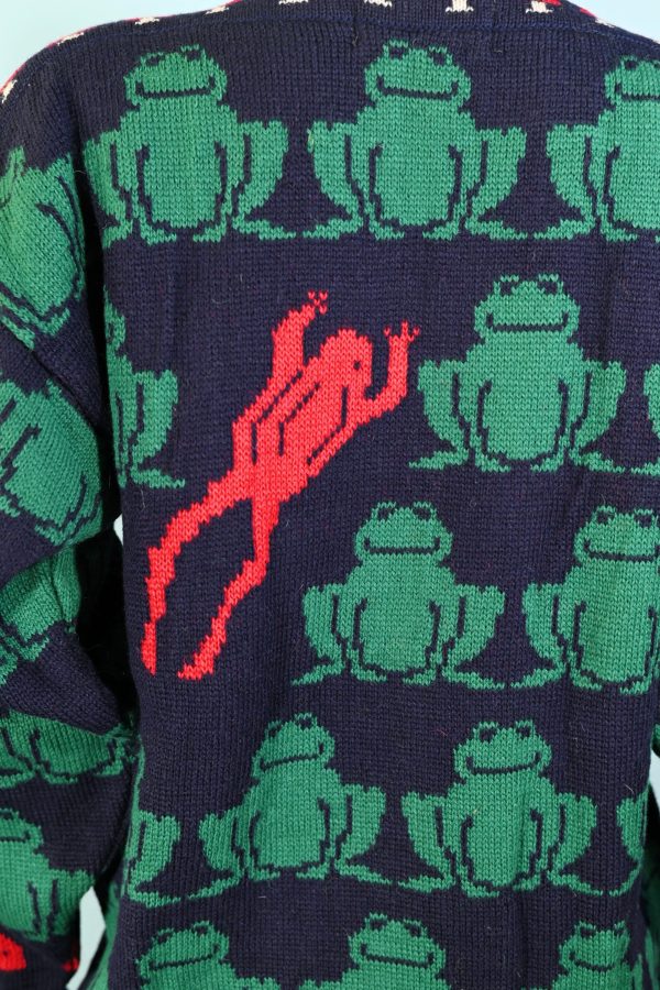 NOS Vintage Wool Pullover Sweater Frogs Mushrooms, James Pringle Scottish Fashions, Unworn w Original Tags Cheap