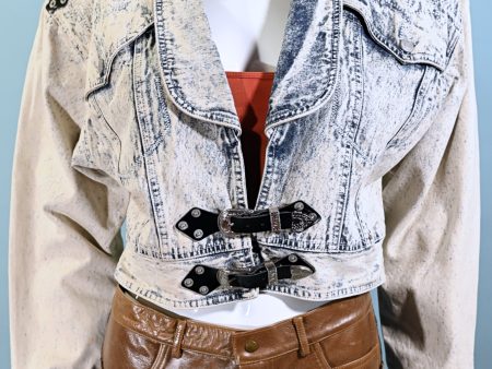 Vintage 80s NO! The Jeans Revolt Claude Attias, Acid Washed Denim Jacket S M Discount