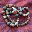 Vintage Ethnic Boho Beaded Hippie Necklace, Agate Soapstone Aged Necklace on Sale