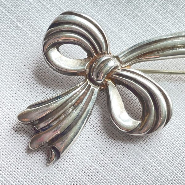 Vintage Los Castillo Sterling Brooch, Taxco Mexico Bow Pin #665 Online now