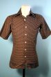 Brown Polka Dot Short Sleeve 70s Polyester Disco Shirt S Online Hot Sale