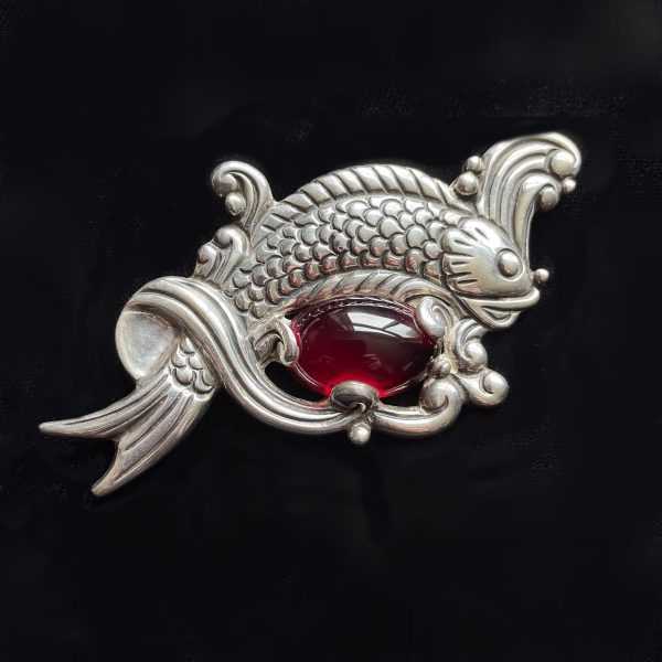 Rare Vintage Los Castillo Brooch Fish in Waves Brooch, Taxco Sterling Brooch #514C For Discount