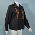 Vintage 60s Black Hand Embroidered Boho Blouse, Lily Shanghai China SZ 40 Supply