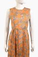 Vintage 60s Semi Sheer Orange Floral Print Dress, S 26  Waist Online now