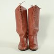 Vintage 80s Caramel Leather Lace Up Pull on Boots 9 West 6M For Cheap