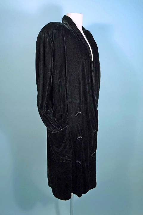 Vintage 80s Norma Kamali Black Velvet Coat SZ L Online now