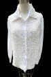 Vintage 70s White Lace Blouse Tunic, Tuxedo Style Ruffle Blouse Lady Arrow Online now