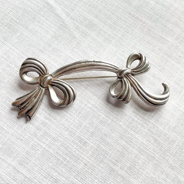 Vintage Los Castillo Sterling Brooch, Taxco Mexico Bow Pin #665 Online now