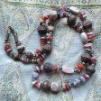 Vintage Ethnic Boho Beaded Hippie Necklace, Agate Soapstone Aged Necklace on Sale